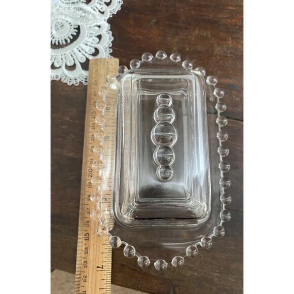 Vintage Imperial Candlewick Covered Butter Dish Beaded Bauble Clear - Picture 4 of 10